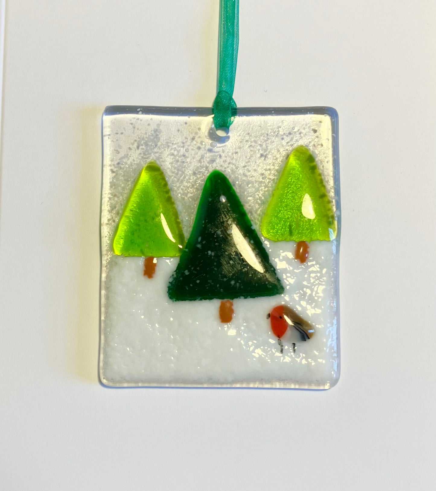 Merry Christmas Mum card with detachable handmade glass christmas decoration