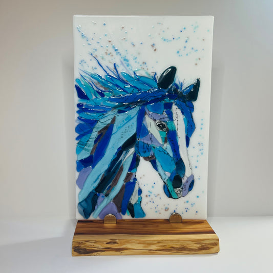 Abstract Horse Fused Glass Panel (Large)