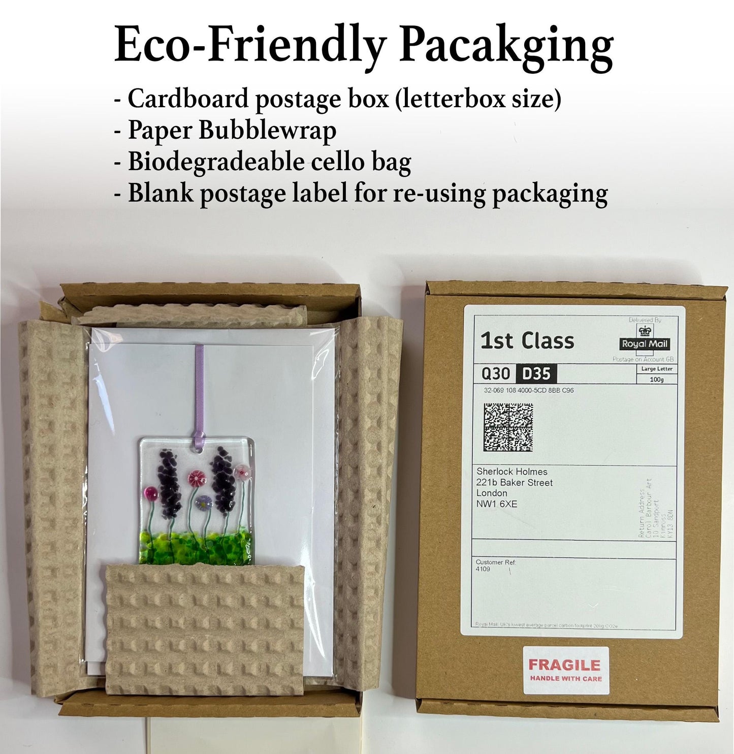 Merry Christmas Mum card with detachable handmade glass christmas decoration