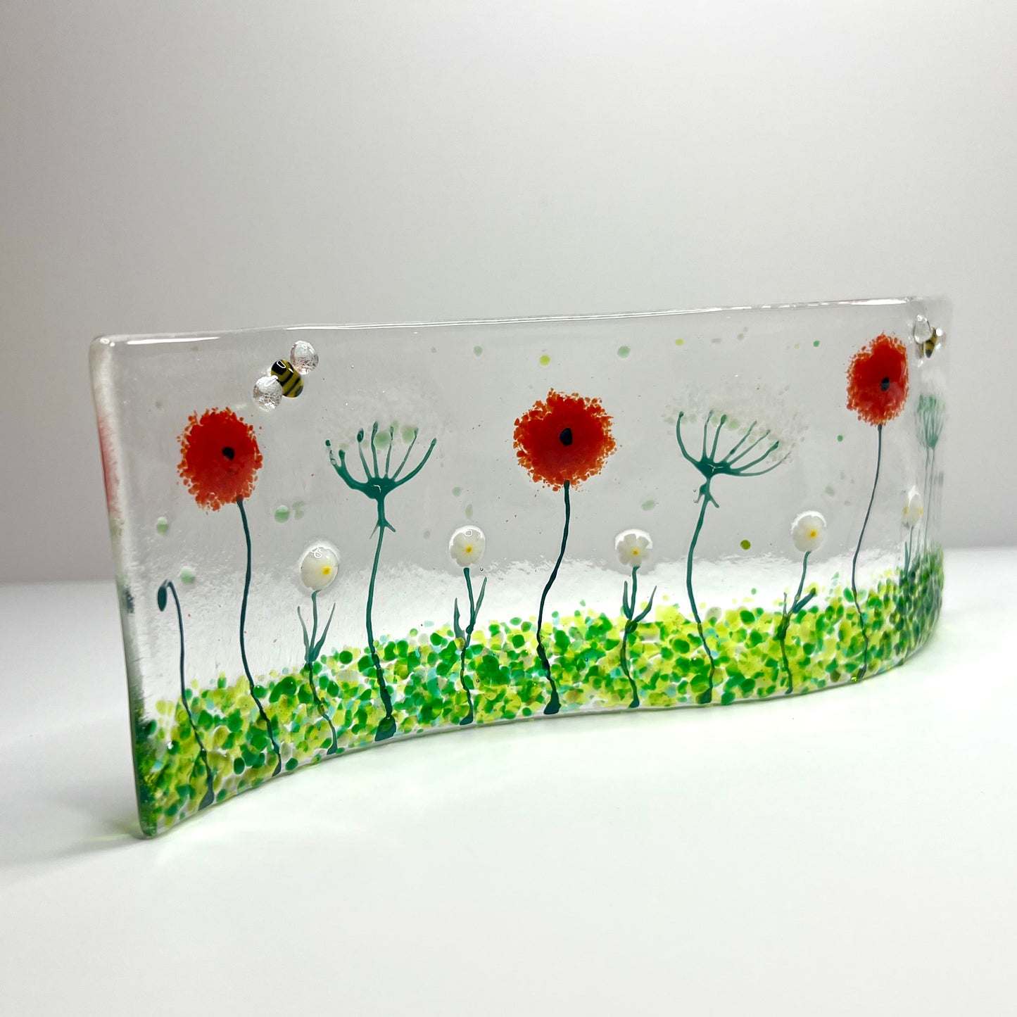 Glass Wave - Poppies, Cow Parsley & Daisies