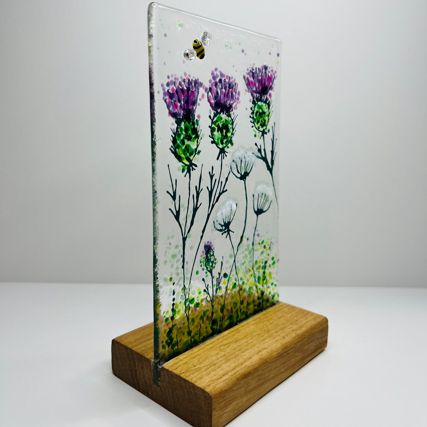Thistle and Cow Parsley Glass Panel (Medium)