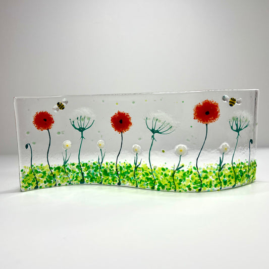 Glass Wave - Poppies, Cow Parsley & Daisies