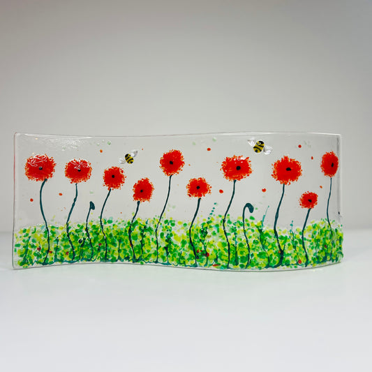 Glass Wave - Poppies and Bees