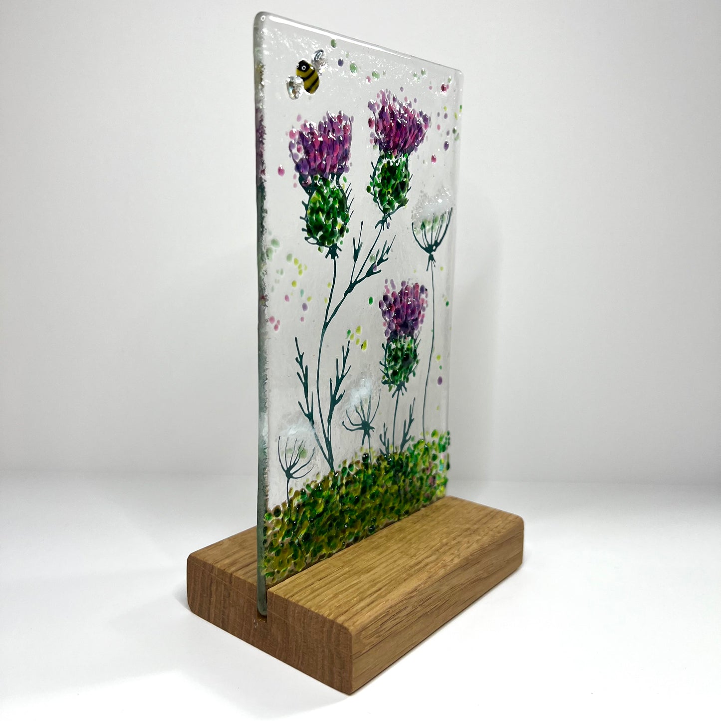 Thistle and Cow Parsley Glass Panel (Medium)