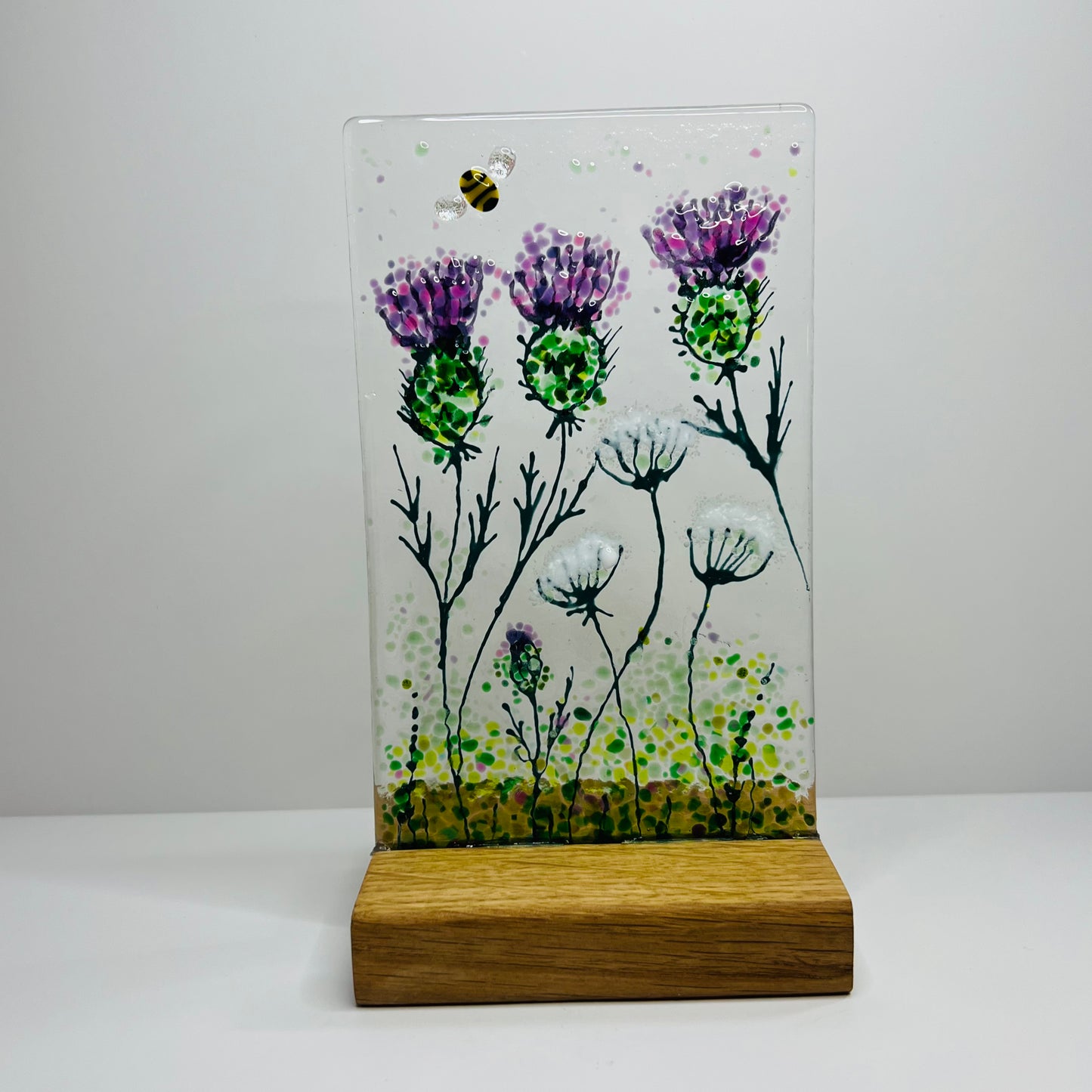 Thistle and Cow Parsley Glass Panel (Medium)