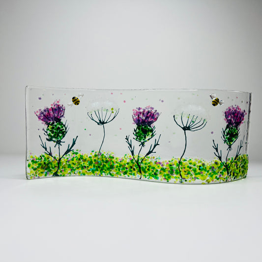 Glass Wave - Thistle, Cow Parsley and Bees