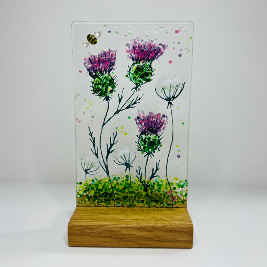 Thistle and Cow Parsley Glass Panel (Medium)