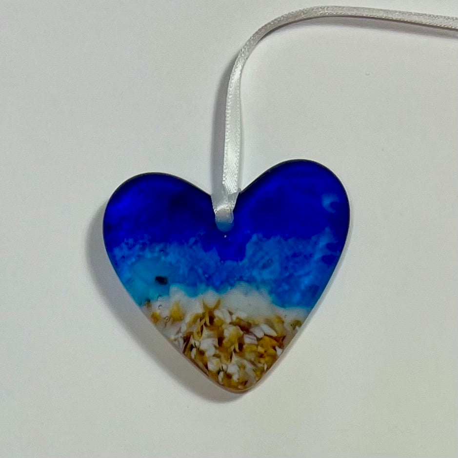 Fused Glass Hanging Heart (Small)