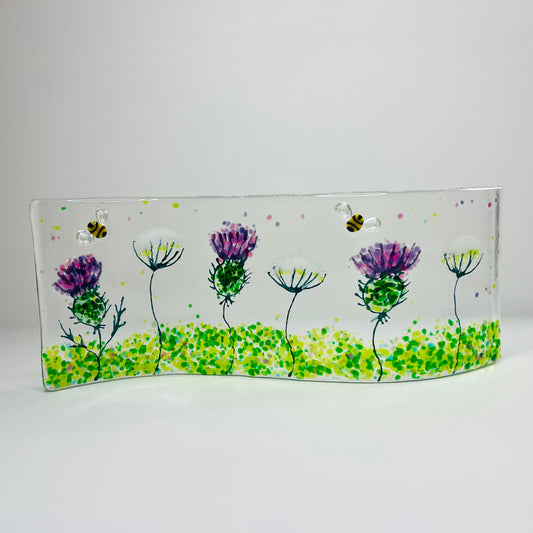 Glass Wave - Thistle, Cow Parsley and Bees