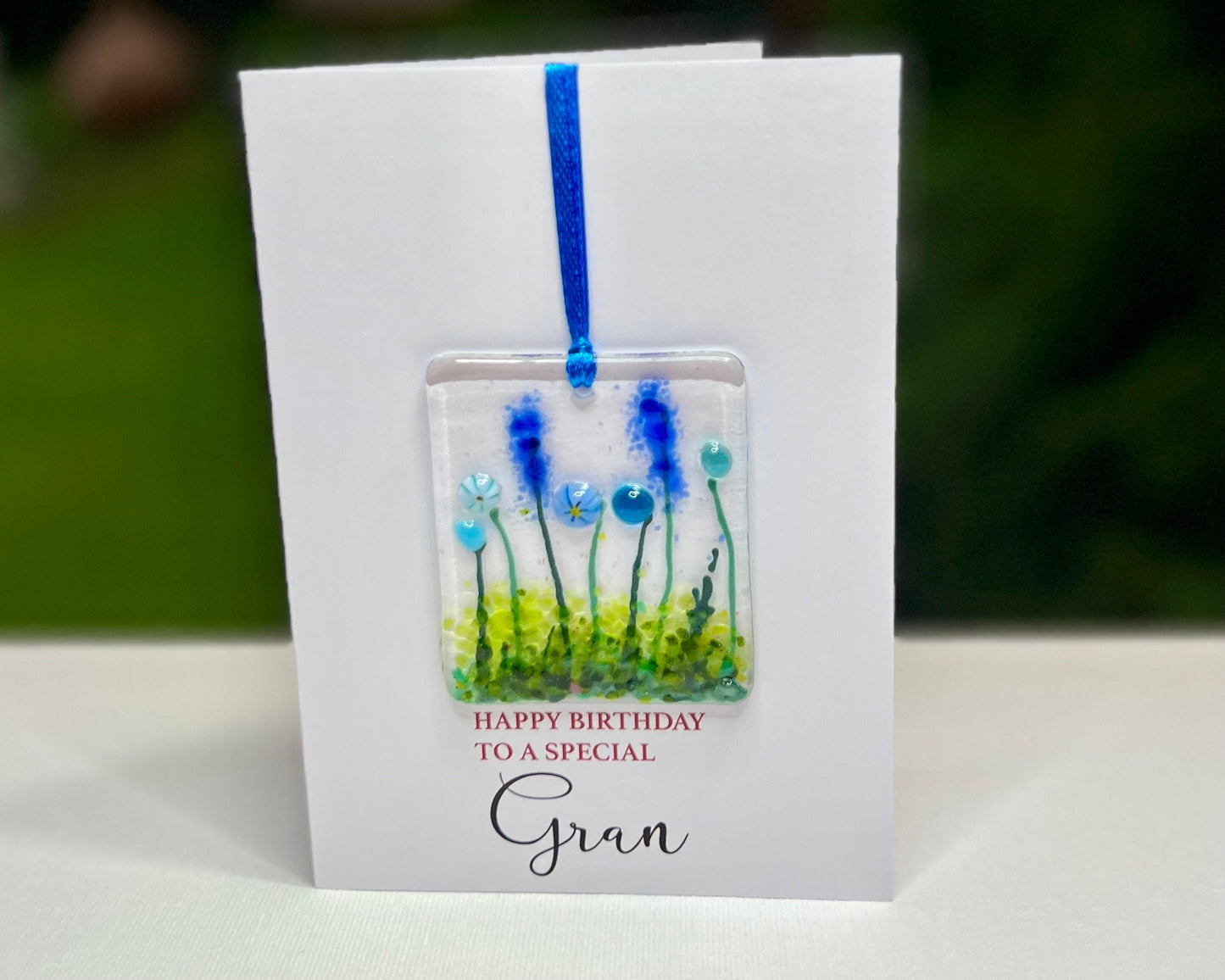 Gran Birthday card with detachable handmade glass keepsake