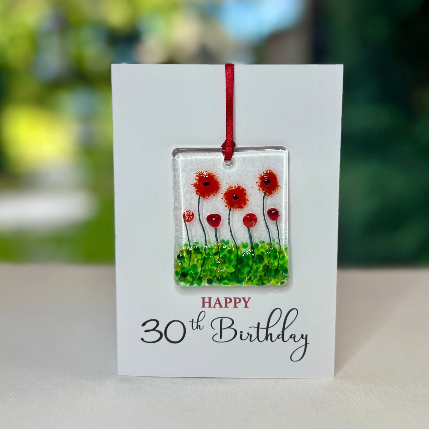 Happy 30th Birthday card with detachable handmade glass keepsake