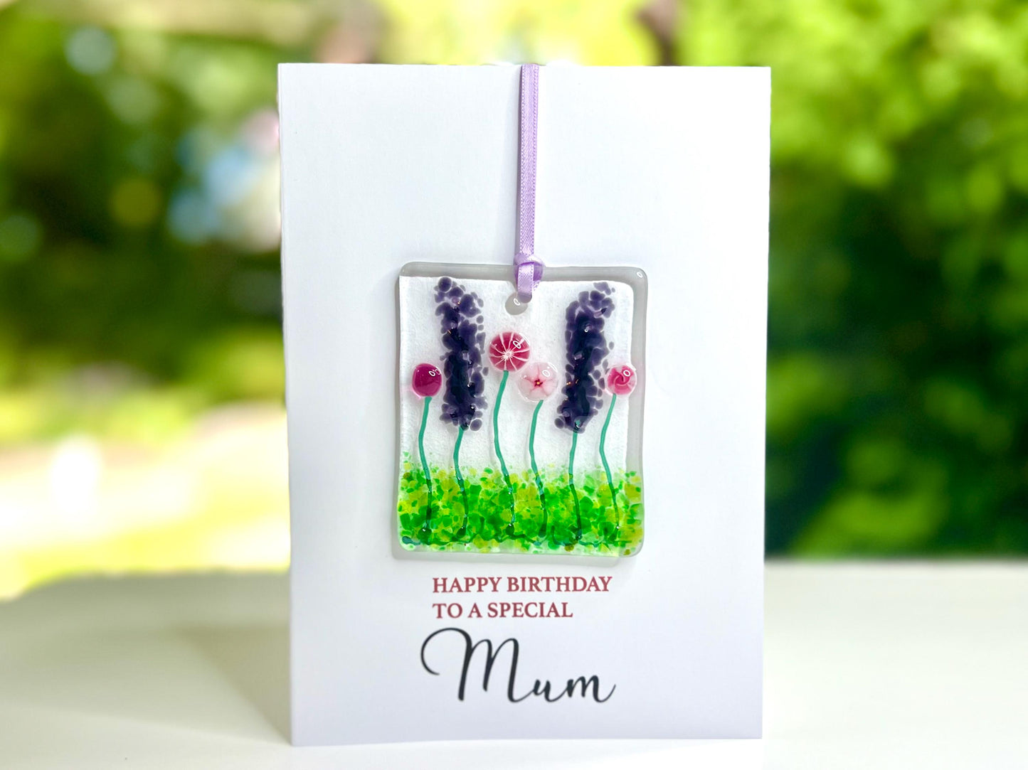 Mum Birthday card with detachable handmade glass keepsake