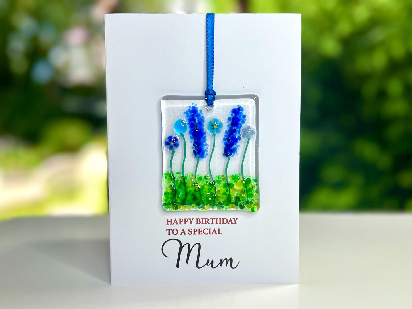 Mum Birthday card with detachable handmade glass keepsake
