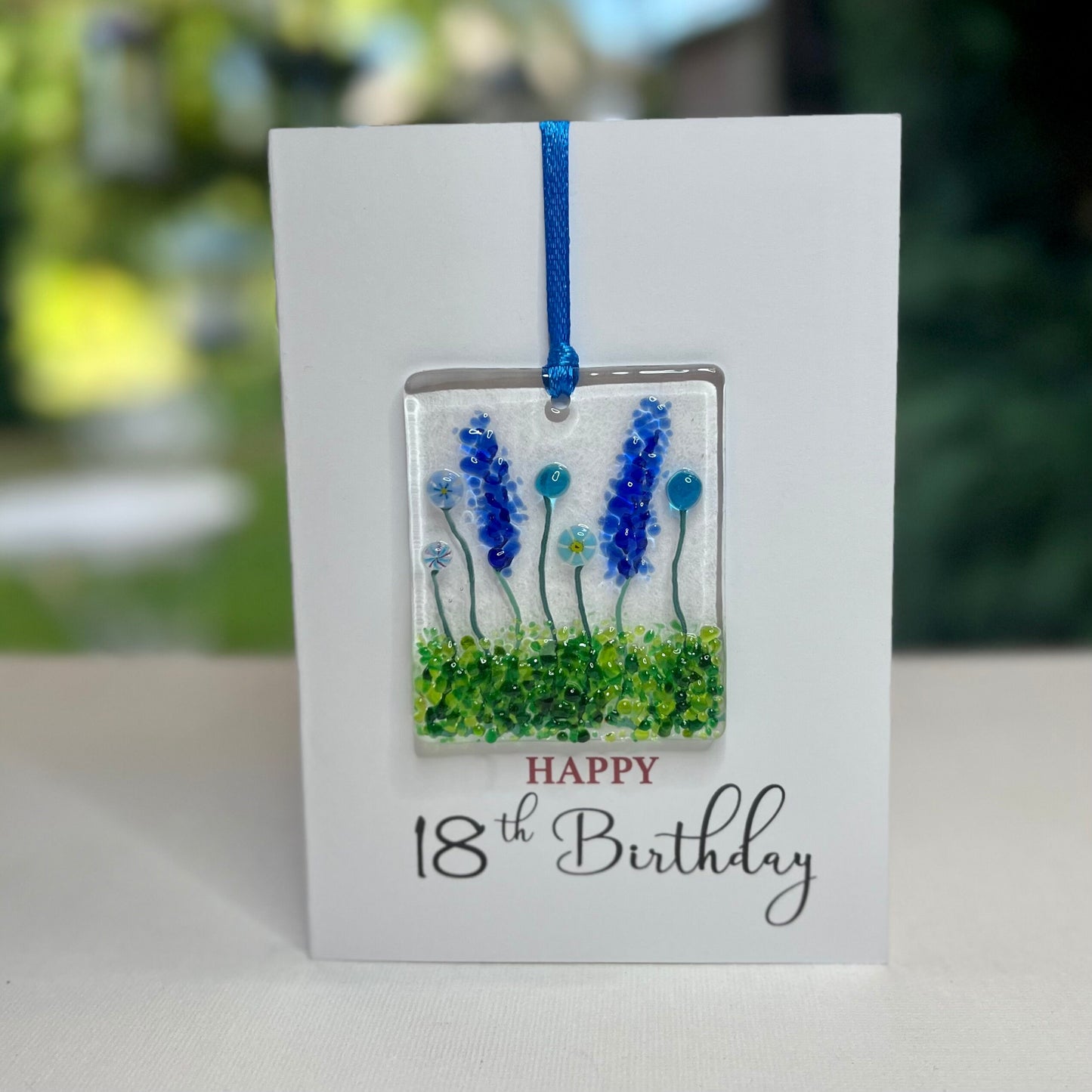 Happy 18th Birthday card with detachable handmade glass keepsake