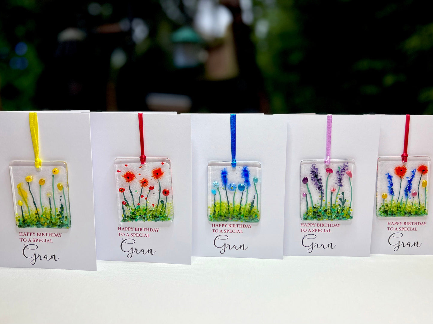 Gran Birthday card with detachable handmade glass keepsake