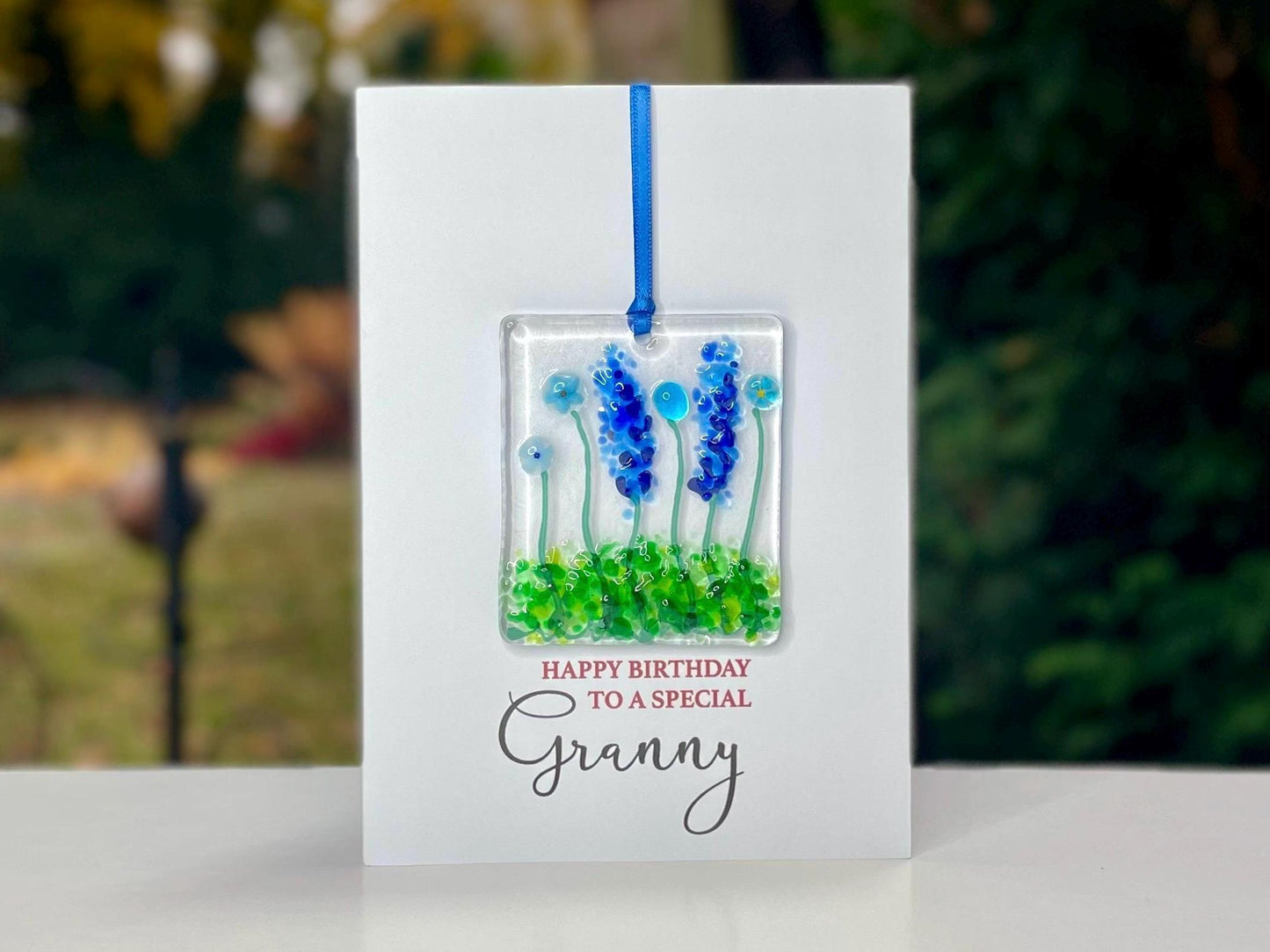 Granny Birthday card with detachable handmade glass keepsake