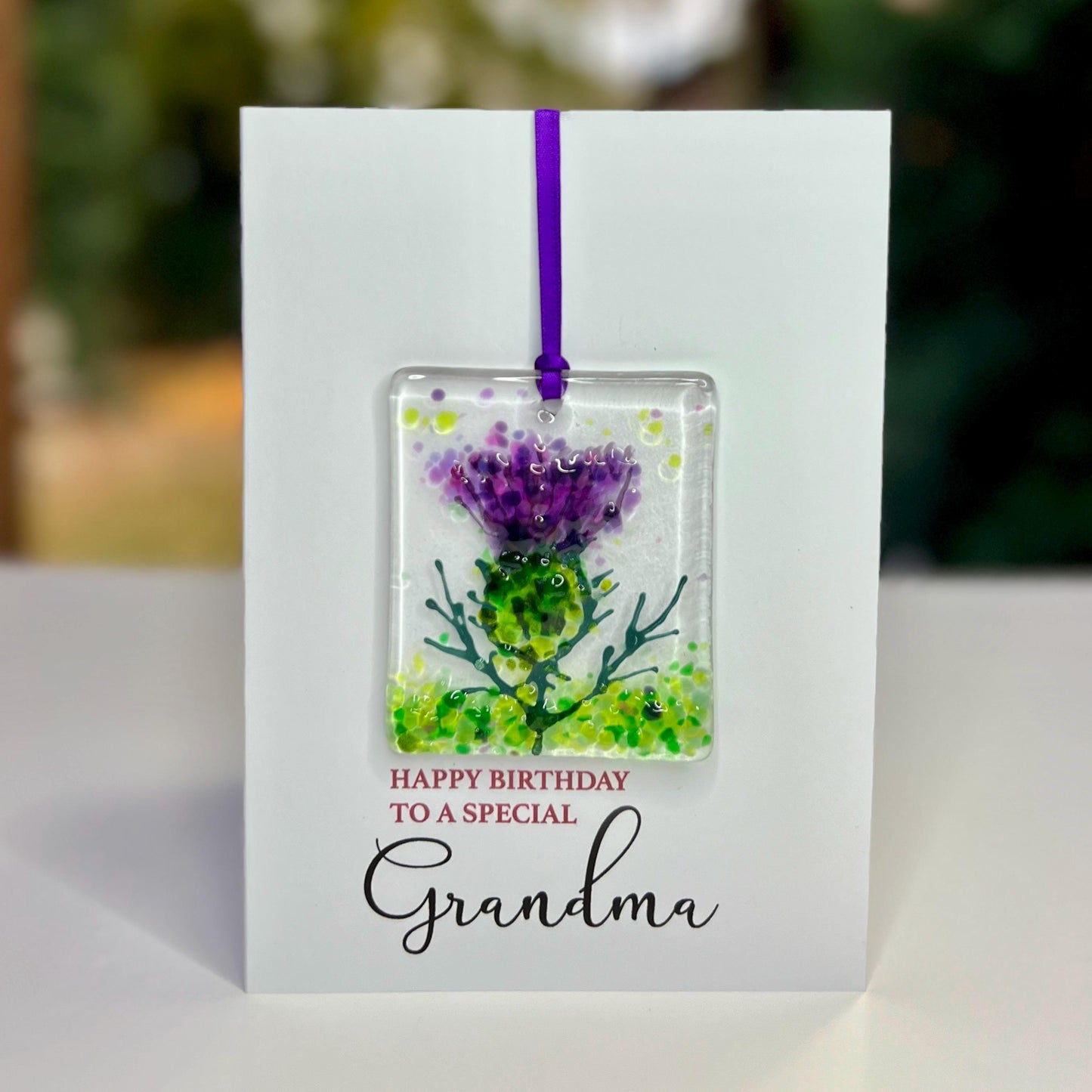 Grandma Birthday card with detachable handmade glass keepsake