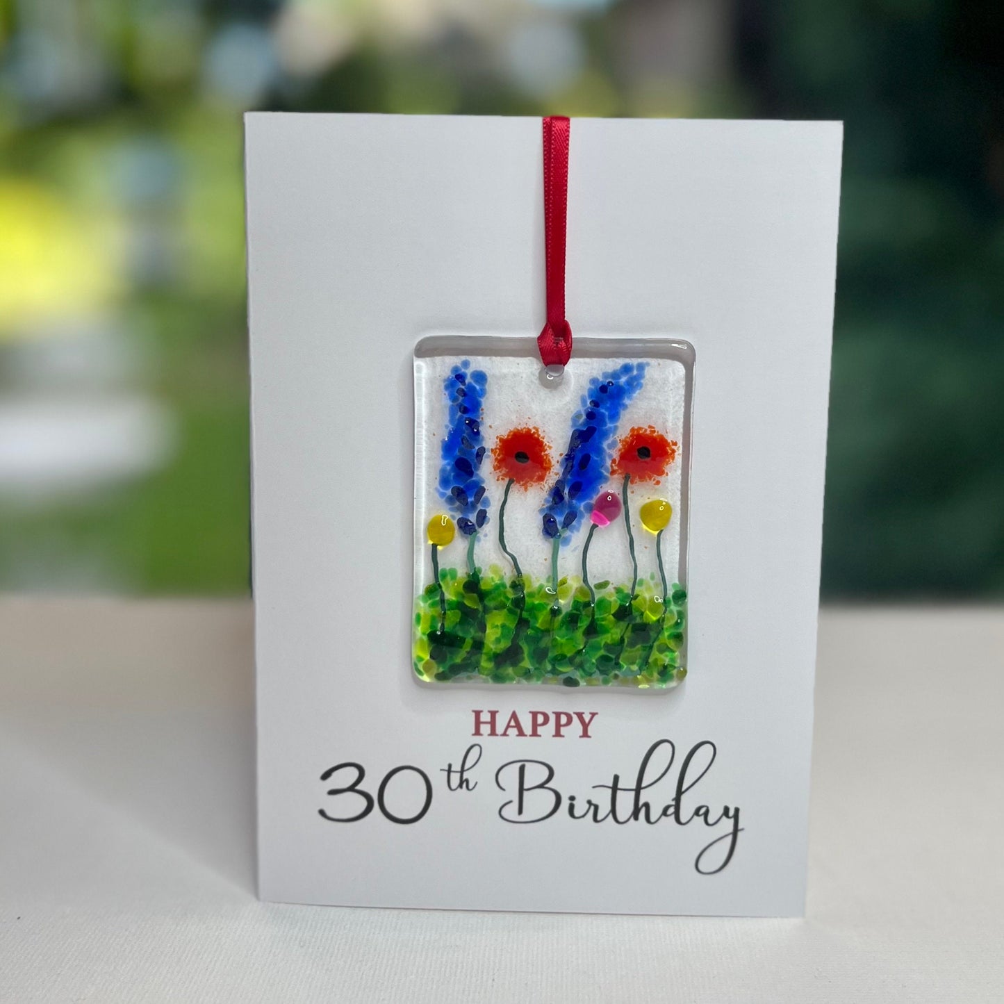 Happy 30th Birthday card with detachable handmade glass keepsake