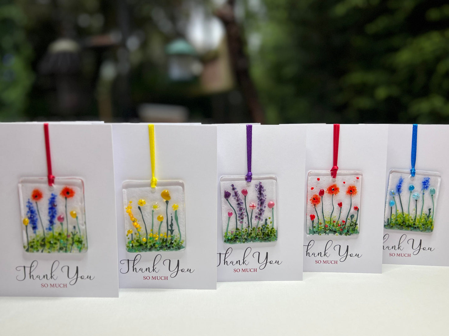Thank You card with detachable handmade glass keepsake