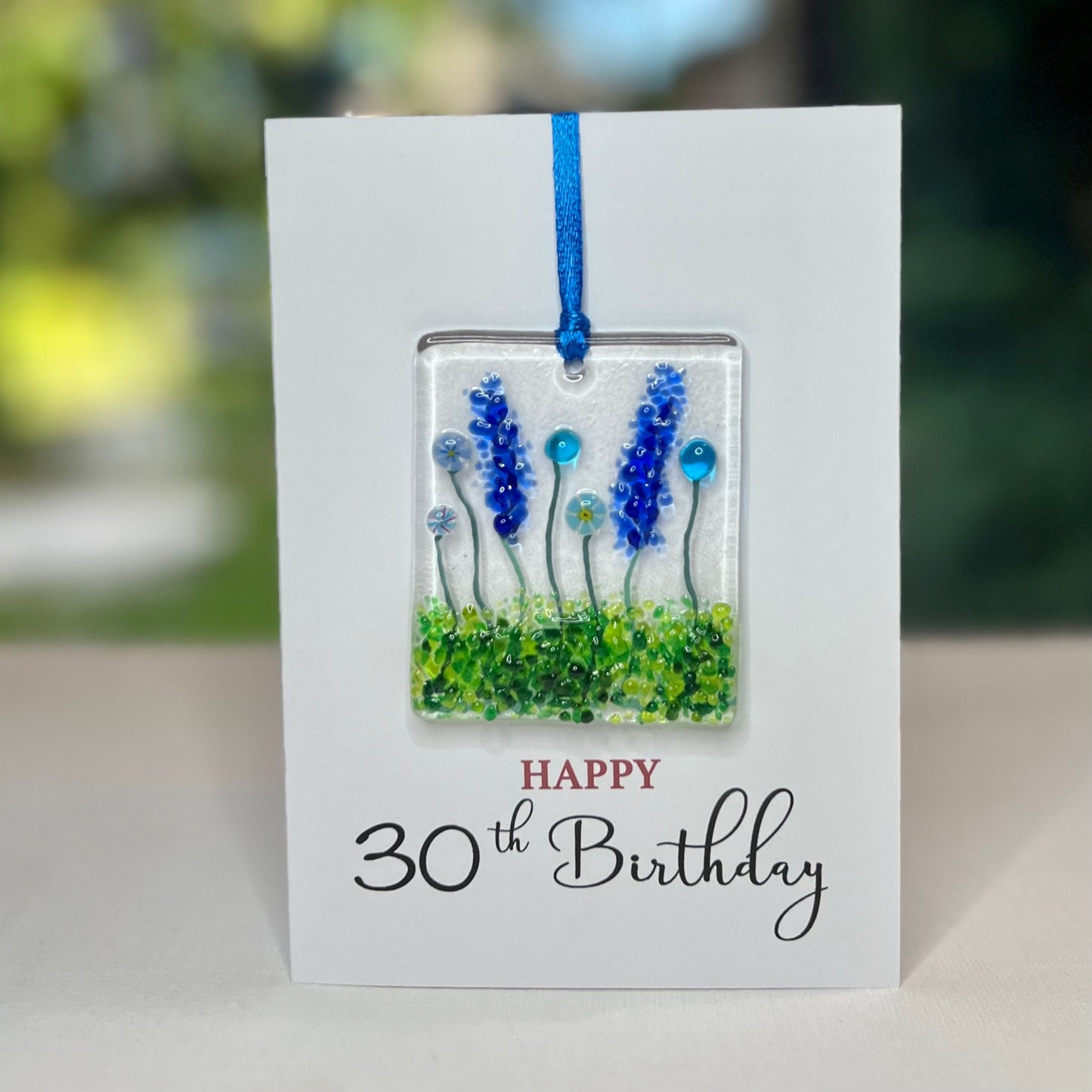 Happy 30th Birthday card with detachable handmade glass keepsake