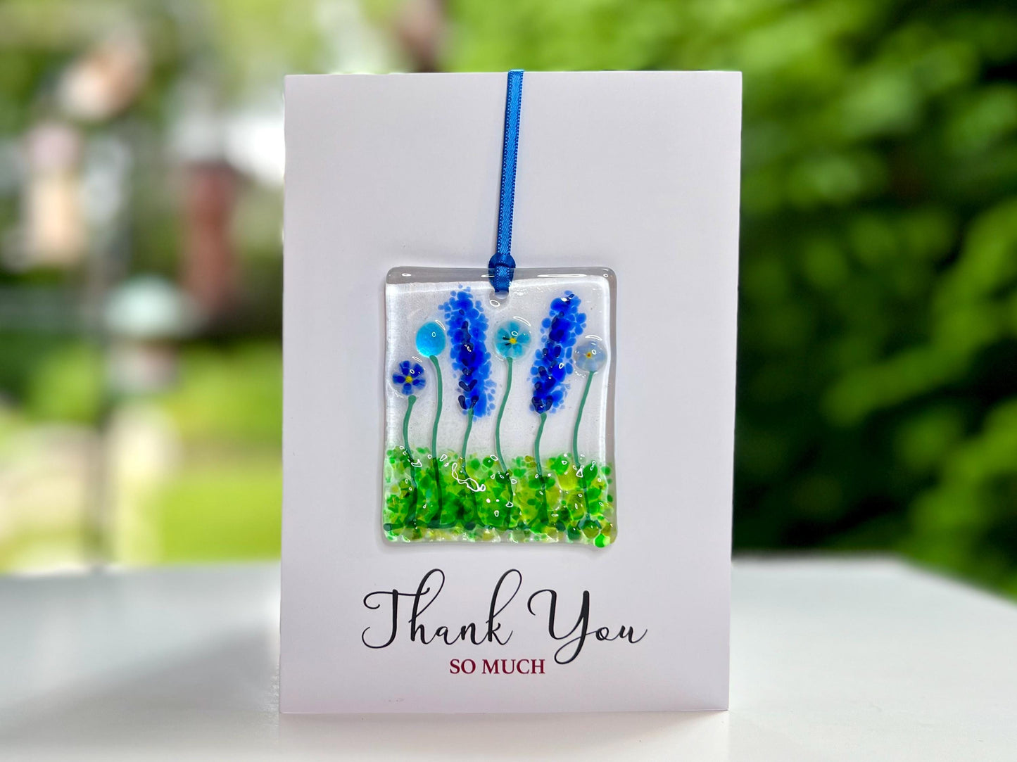 Thank You card with detachable handmade glass keepsake