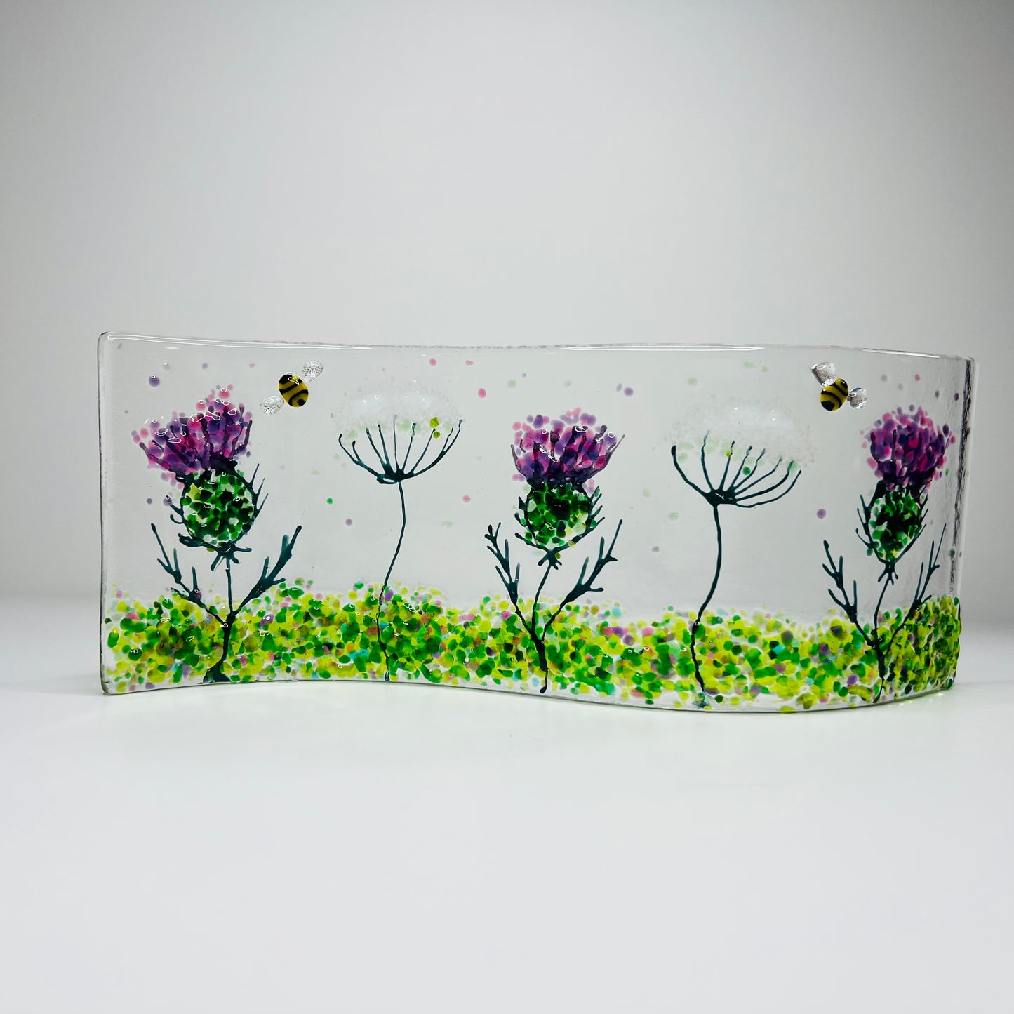 Glass Wave - Thistle, Cow Parsley and Bees