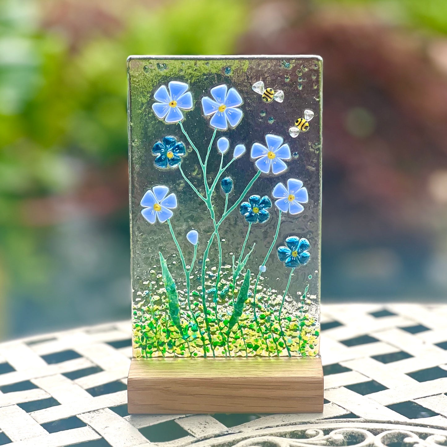 Forget-Me-Not Glass Panel (Medium)