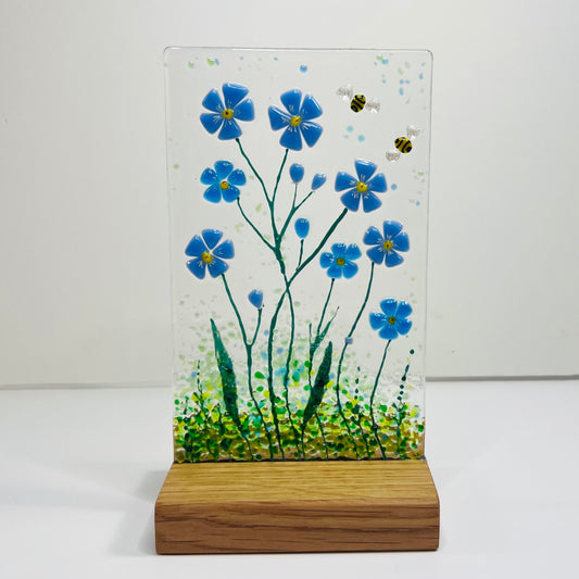 Forget-Me-Not Glass Panel (Medium)