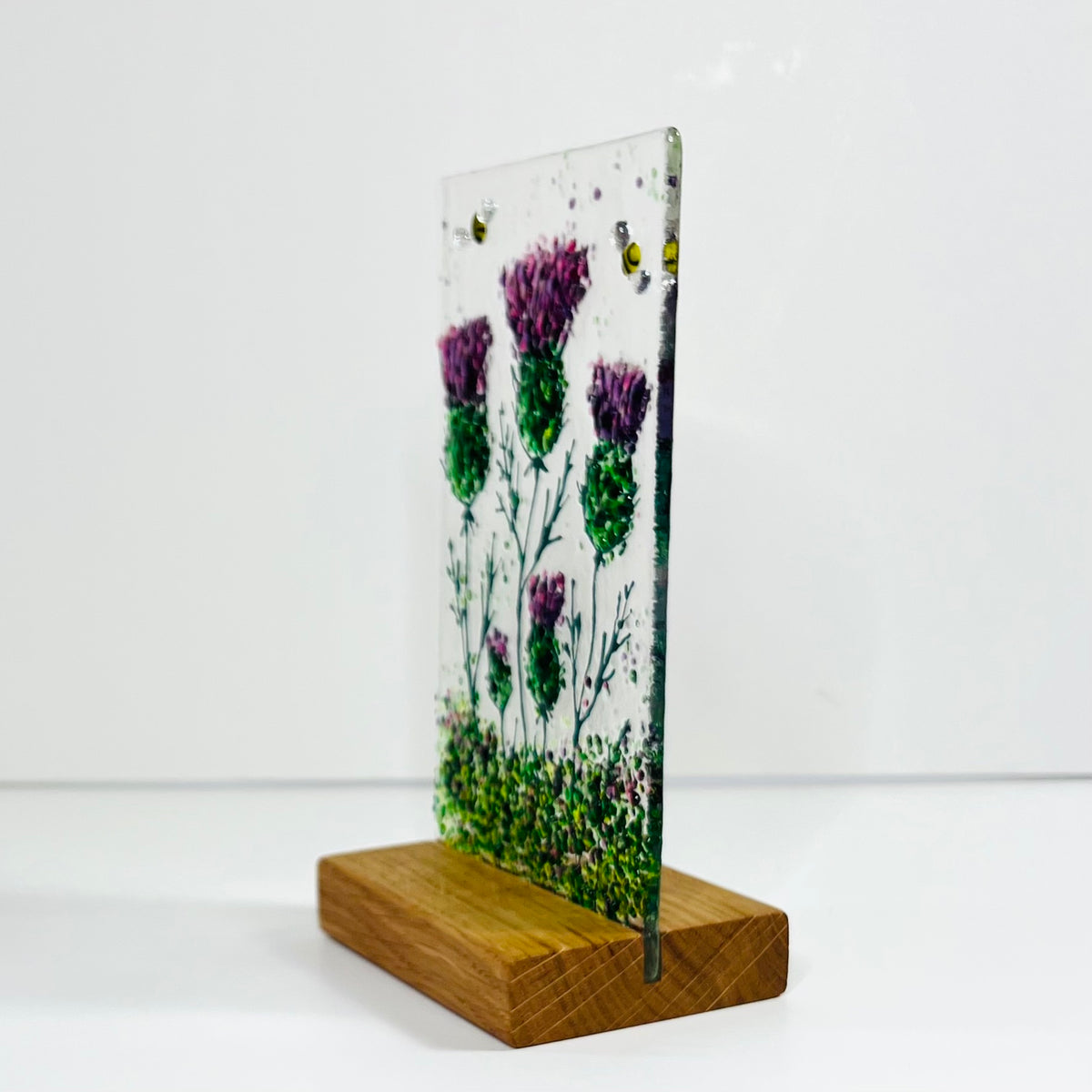 Thistle and Bee Glass Panel (Medium)