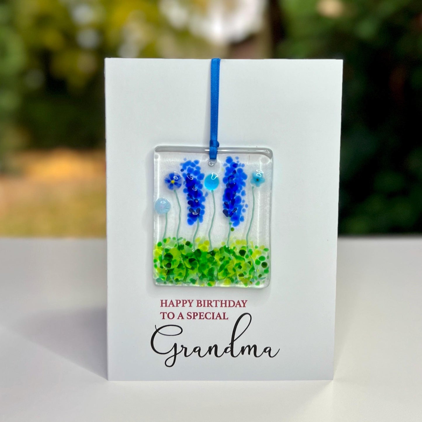 Grandma Birthday card with detachable handmade glass keepsake