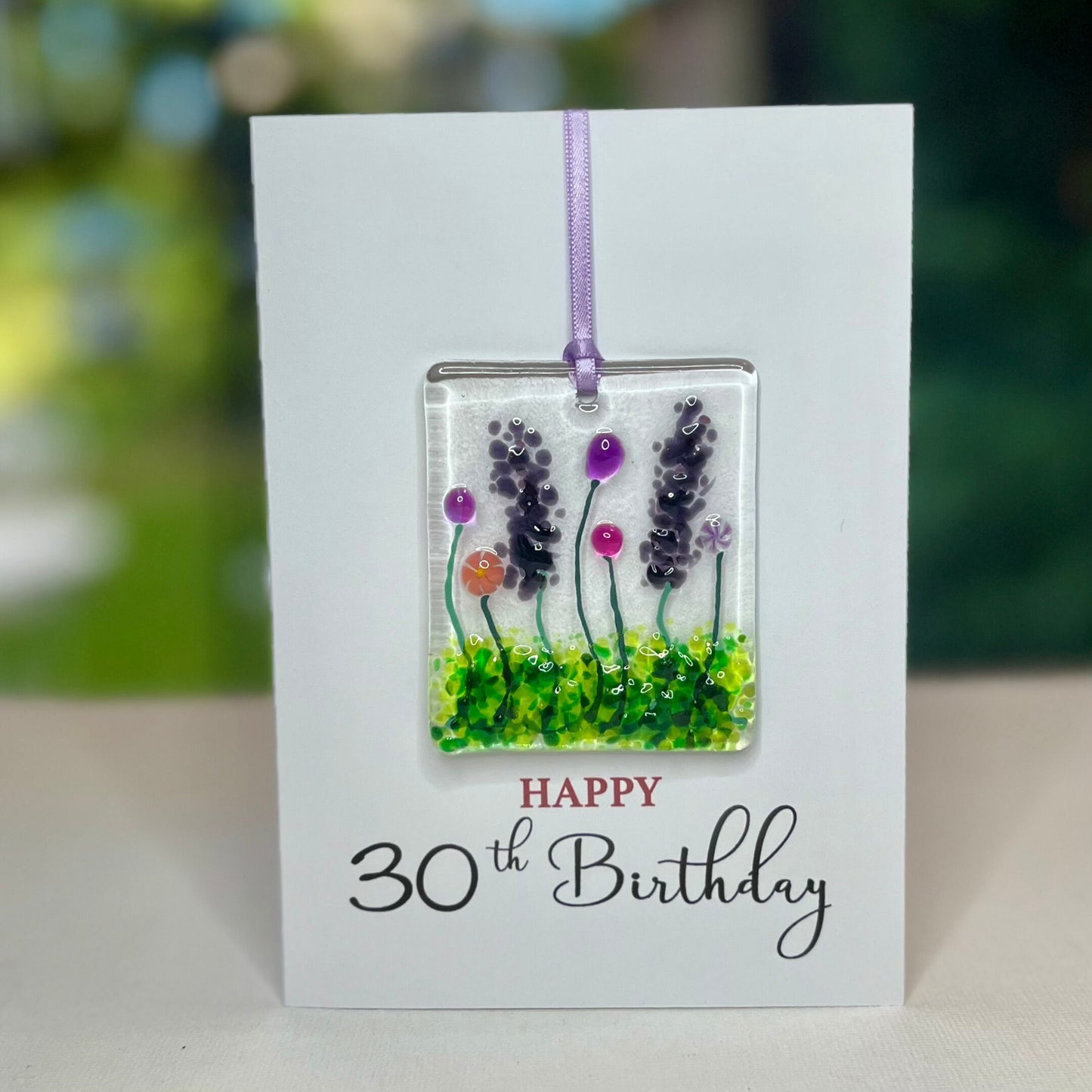 Happy 30th Birthday card with detachable handmade glass keepsake