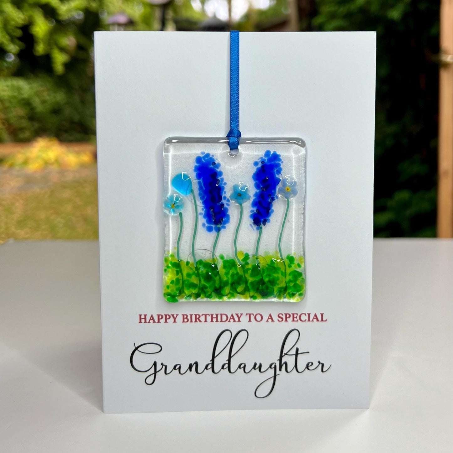 Granddaughter birthday card with detachable handmade glass keepsake