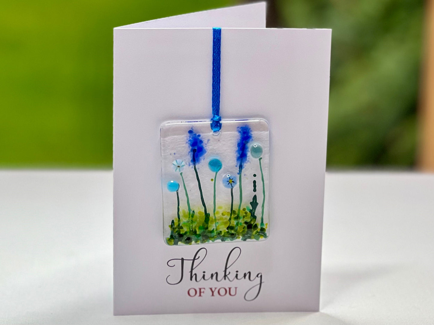 Thinking Of You card with detachable handmade glass keepsake