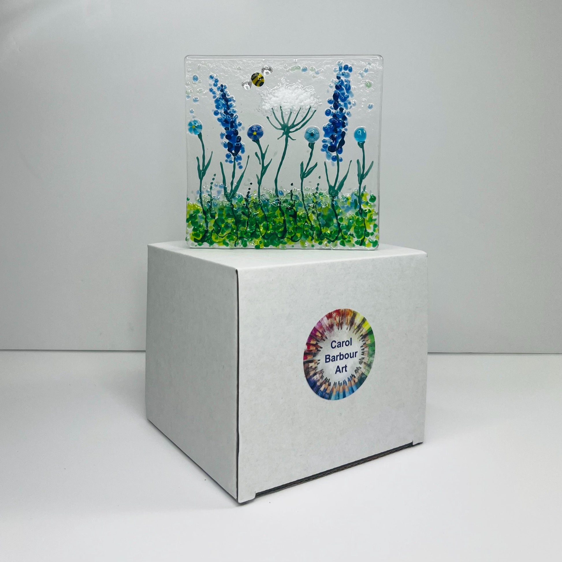 Wildflower Fused Glass Tealight & Thank You Card Gift Set